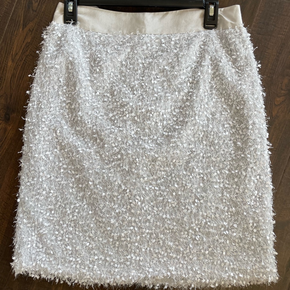 J MCLAUGHLIN Felix Textured Silver Grey Snowflake Jacquard Lined Skirt Size 4 - Picture 1 of 12